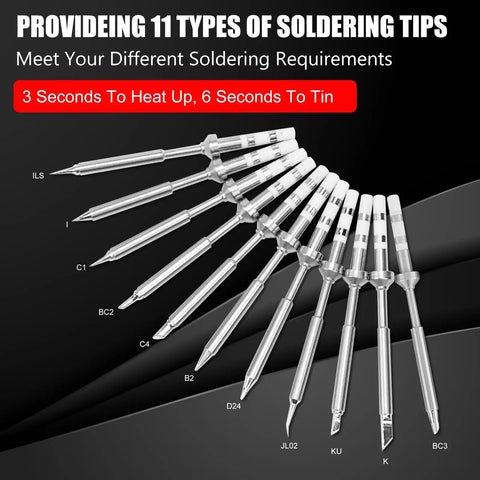 Mini Soldering Iron Tips Set For TS100, 11Pcs Stainless Steel Replacement Tips For Electric Pen Type Soldering Iron, Fast Heating, Durable, Pro Grade For Precise Electronics And Micro Soldering
