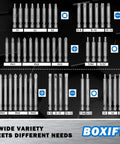 Heavy Duty 208 Piece Screwdriver Bit Set With One Quarter Inch Hex Shank Chrome Vanadium Steel Bits layout