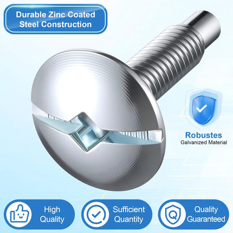 Close-up of 18 Pack Heavy Duty Silver Electrical Panel Screws For Square D Schneider Qo Homeline Siemens Murray Load Center hardware.