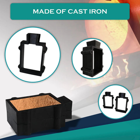Cast Iron 2 Part Flask Mold Frame for Sand Casting Jewelry and Metal Casting with heavy-duty design and corrosion resistance