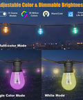 Outdoor 50 Foot RGB LED Christmas Lights IP65 Waterproof Color Changing String Lights For Patio Party Cafe DIY Smart Lights display