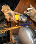 Using Six Pack 4 Inch Stripping Discs for Angle Grinder 5/8 Inch Arbor Rust and Paint Removal Wheel Silicon Carbide 46 Sharp Stripping Discs Up to 12500 RPM on metal.