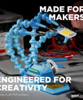 Blue flexible workbench arm holding electronic device, demonstrating HT PLA Filament 1.75mm Black for 3D printing in creative projects.