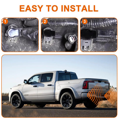4 Piece Toyota Rear Parking Sensor Kit For RAV4 2014 2018 Tacoma 2015 2022 Tundra 2014 2021 Plug And Play OEM Replacement 89341 0C010 89341 0C020 Ultrasonic Obstacle Detection With Real Time Audible Alerts installed on Toyota pickup rear bumper