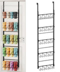 5 Tier Water Bottle Organizer Over The Door Cup Holder for Bulky Stanley Tumblers and Large Jugs, black steel wall mount rack