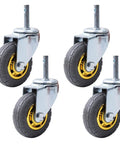 Heavy Duty Castor Wheels Set of 4 100mm Swivel Rubber Caster Wheels for Furniture Trolley M14x60mm with gold accents.