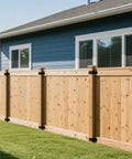 Heavy Duty Steel Z Pergola Brackets 4 Pack 5 By 5 Inch Z Shape Connectors installed on a wooden fence for post to beam support