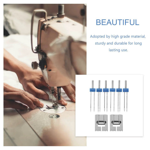 Stainless Steel Twin Needles With Pintuck Presser Foot For Sewing Machines Heavy Duty Multi Function Needles For Home And Pro Use Easy Threading