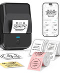Straight Up Game Changer Label Printer Slick Chip Yields Crisp 203 Dpi Output Zero Ink Or Toner Drama Comes With Three Heavy Duty Tape Rolls For Lazy Weekend Organizing, displaying labels and rolls.
