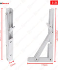 Heavy Duty Folding Shelf Brackets Set 2 Piece Metal Wall Mounted Triangle Supports Fold Down Design White 10 Inch dimensions