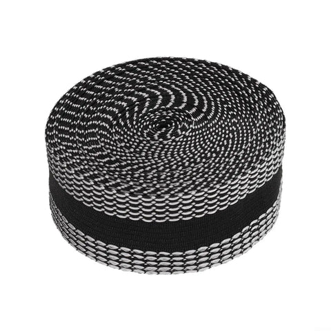 Iron On Hem Tape 5m Roll For Jeans And Heavy Fabric No Sweat Fix Quick Pants Mending Adhesive Strip Tailor Free Clothing Repair Tape, black and white pattern, rolled up.