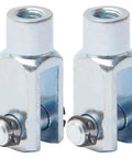 Two Pack Air Cylinder Rod Clevis End Fittings, 40mm Length, M8x1.25 Female Thread, Y Connector, Iron Construction, Durable And High Strength, Easy To Install, Perfect For Pneumatic Systems, DIY Projects, And Machinery. Two silver clevis fittings
