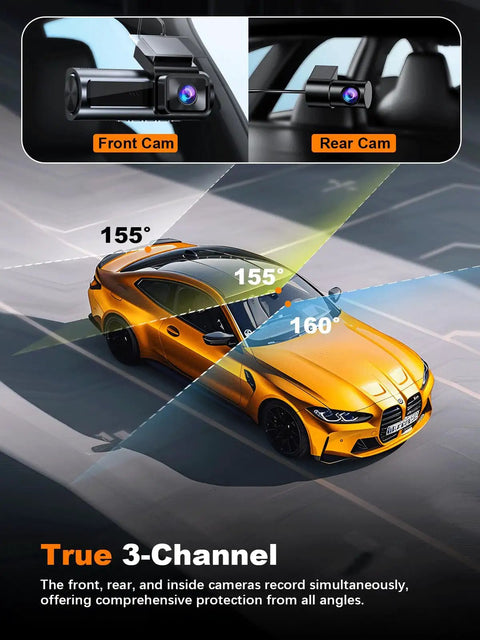 4K Front Dash Cam With Inside Cabin And Rear View For Your Ride, Front 4K Footage And 1080P Interior And 1080P Rear in action.
