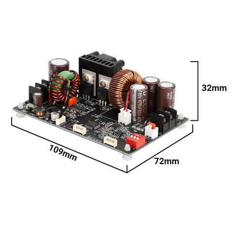 Knockout Durability DC Buck Converter With Crisp Digital Meter, 109mm x 72mm heavy duty regulator, compact design for electronics.