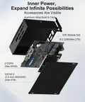 All Day Silent Mini PC Powered By Intel Core I7 Processor Paired With 32GB Ram And 1TB SSD Storage showing internal components and expansion slots.