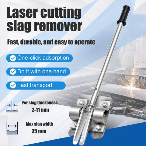 Heavy Duty Manual Dross Removal Tool And CNC Table Slag Scraper With Guided Rolling Wheel Quick Clear Metal Residue Built Tough For Daily Shop Grind, showing stainless steel design with one-click adsorption.