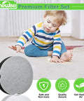 Six Pack Pleated Vacuum Filter Replacements For Bissell PowerForce Compact Upright Vacuums 2112 1520 2690 Fit Cleanview Turbo Bagless Upright Vacuum Models Pro Grade Breathable Filter For Home Cleanups, shown with child