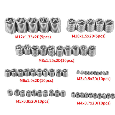 60 Piece Stainless Steel Thread Repair Kit for Screws And Fasteners with Wire Inserts And Thread Sleeves DIY Repair Solution