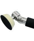 Detail of the Ergonomic Handheld Bowl Sander Kit For Wood Turning showing a flexible sanding head for concave surfaces.