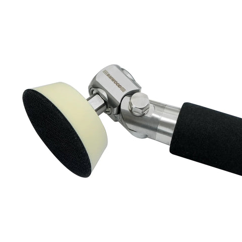 Detail of the Ergonomic Handheld Bowl Sander Kit For Wood Turning showing a flexible sanding head for concave surfaces.