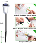 Solar Pathway Lights 10 Pack Outdoor Waterproof LED Stainless Steel Stakes assembly instructions for garden lawn walkway.