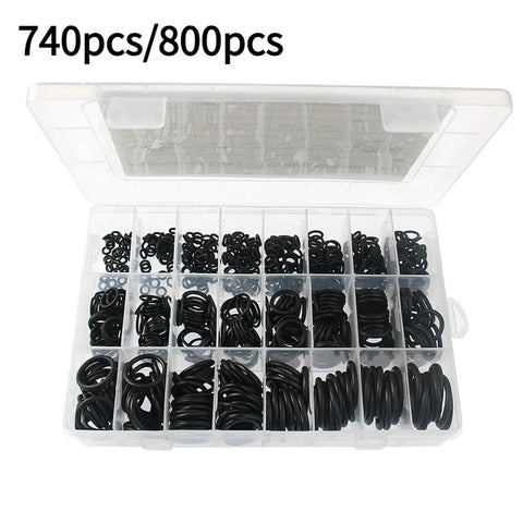 All In One O Ring Seal Kit 1480 Piece Nitrile Rubber High Pressure O Rings Set Sealing Assortment with 740 Pcs Visible in Case