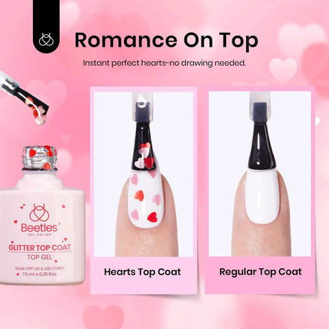 Builder Gel Kit with 5 Colors Nude Shimmer Glitter 7 in 1 Hema Free Strengthener Gel With Heart Top Coat application on nails