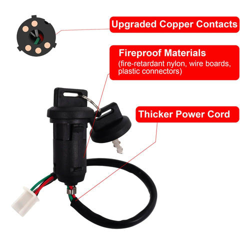 4 Wire Ignition Switch With Key Plug And Play Universal Fit For 50cc 90cc 110cc 125cc TaoTao Sunl Coolster Apollo Chinese ATV Parts