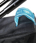 Badass 36V Brushless Cordless Self Propelled Commercial Lawn Mower handle lever and bag detail with branding and material texture.