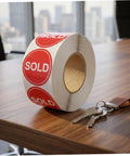 Red Sold Stickers Round Labels Self Adhesive High Visibility For Yard Sale And Warehouse Tags 500 Pack For Easy Pricing On Any Surface With A Pro Look, 2-inch roll