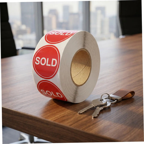 Red Sold Stickers Round Labels Self Adhesive High Visibility For Yard Sale And Warehouse Tags 500 Pack For Easy Pricing On Any Surface With A Pro Look, 2-inch roll