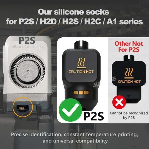 Two Piece P2S Hotend Kit With Preinstalled 0.2mm Hardened Steel Nozzle for P2S H2S H2D and A1 Series Printers with silicone socks comparison