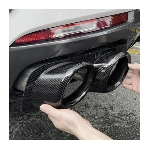 Changan UNIK 2021 2024 Carbon Fiber Exhaust Tail Pipe Muffler Cover With Stainless Steel Inner Liner installation demonstration.