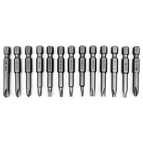 Heavy Duty 13 Piece Special Shape Screwdriver Insert Bit Set With Phillips Slotted Spanner Y Style Triangle And Inner Cross Heads No Fuss Cr V Steel For Quick Swap Ratchets And Weekend Garage Projects showing all 13 bits.