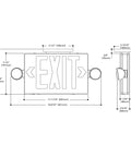 Diagram of Emergency APC7R Combo Unit LED Exit Sign with Dual Lights Red Letters for Safer Hallways in Damp Locations.