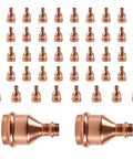 Heavy Duty Copper Press Coupling No Stop 50 Pack 4X3 Through Flow Pipe Connector arranged for plumbing tasks.