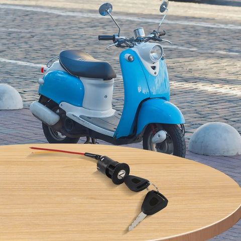 Durable Ignition Switch Lock Replacement For E Bikes Electric Scooters And Tricycles With 2 Wire Key Start shown with scooter