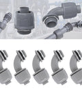 20 Pack Liquid Tight Connectors 3/4 Inch NPT 90 Degree PVC Conduit Fittings showcasing flexible cable routing and sealed ends.