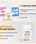 pH Calibration Kit With 3 Buffers 4.00 7.00 10.01 And KCl Storage Solution, 50ml Each, Multi Point Buffer Set bottles