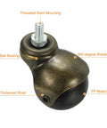 Ball Caster Wheels 2 Inch Diameter 360 Degree Movable With Threaded Stem 4 Pack Bronze for furniture showing close-up of threaded stem and PP material.