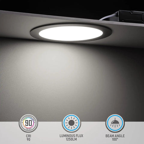 8 Inch Slim Recessed LED Canless Downlight Kit with J-Box, Dimmable 18W, ETL Listed, CRI 90, 5000K Daylight, illuminated in ceiling