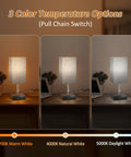 Gray Bedside Table Lamp With USB C And USB A Ports Three Color Temperature Settings showing 2700K, 4000K, and 5000K light options