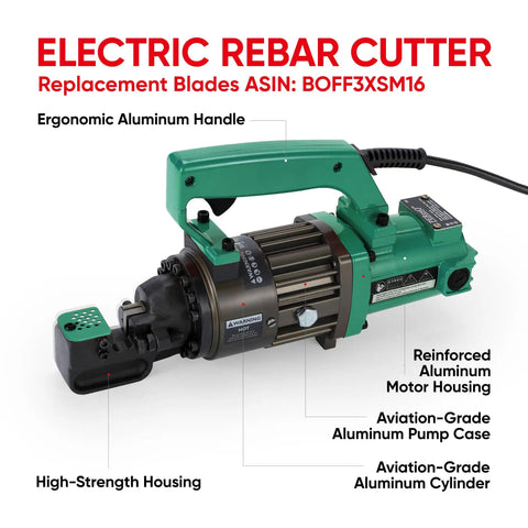 PeresQ 1000W Portable Electric Hydraulic Rebar Cutter with ergonomic handle and high-strength housing, suitable for construction.