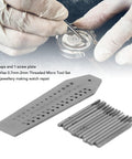 Fourteen Piece Micro Tap And Die Set For Jewelry Making And Watch Repair, showing taps, dies, and screw plate near watch