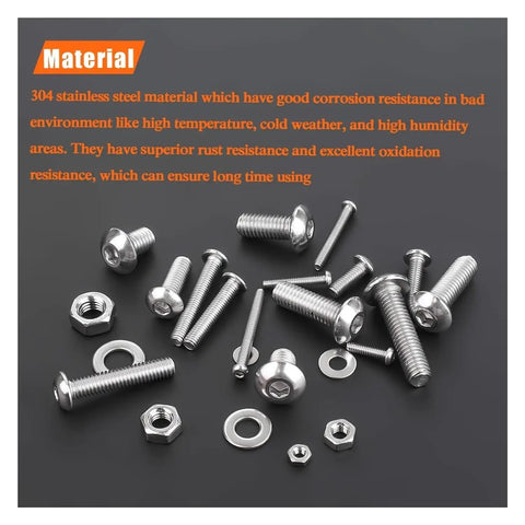 304 stainless steel screws and nuts kit, 1280 Piece Stainless Steel Hex Socket Cap Head Screws And Nuts Kit M2 To M5, Heavy Duty Boss Grade Anti Loosening Fasteners For Equipment Models Furniture DIY Projects Assembly And Hobby Builds