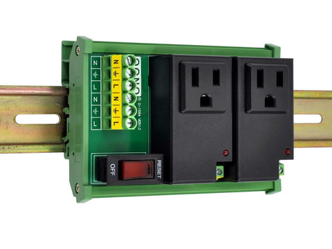 Two Channel IoT Relay Outlet Module for Smart Home Projects with Built In 10 Amp Relays, AC 120V Control, DIN Rail Mount