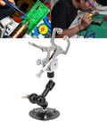 Adjustable Soldering Helper Third Hand Stand With Square Jaw Clamp holding PCB for electronics repair