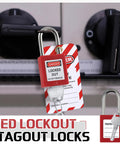 6 Set Lockout Tagout Locks Kit With 6 Red Padlocks, 2 Keys Per Lock And One Master Key, Keyed Differently, Pro Grade Safety Locks