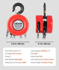 Front and side view of 1 Ton Hand Chain Hoist With 8 Ft Lift Galvanized G70 Chain Heavy Duty Pulley Block For Garage And Warehouse.