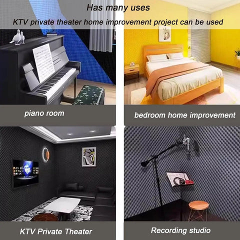 Premium Self Adhesive Acoustic Foam Panels For Walls used in a piano room, bedroom, KTV private theater, and recording studio.